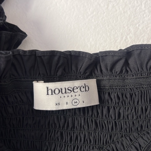 House of CB Silvana Black Puff Sleeves Midi Length SunDress Size Medium - Picture 7 of 14